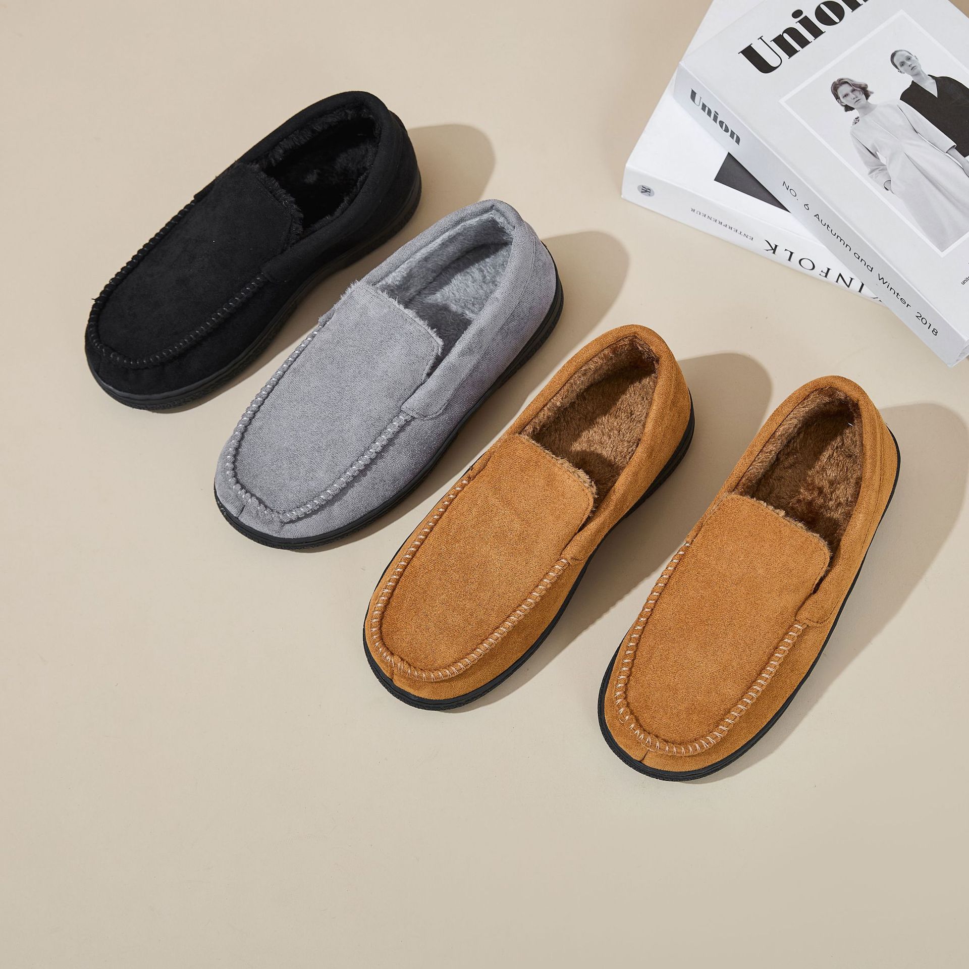 Men's Wide Toe Winter Padded Non-Slip Loafers