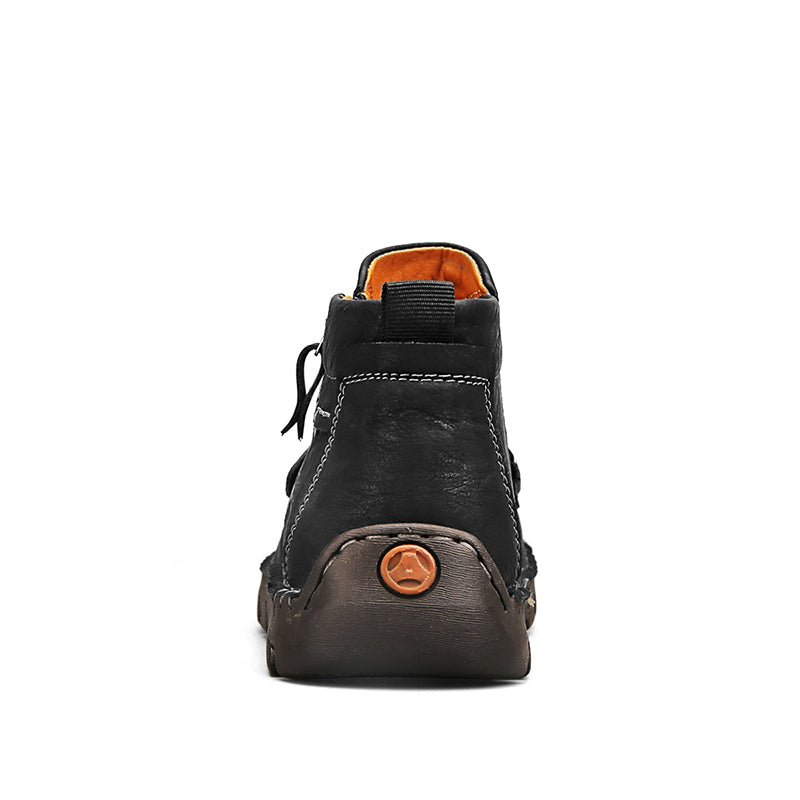 Men's Hand-Stitched Genuine Leather Biker Boots