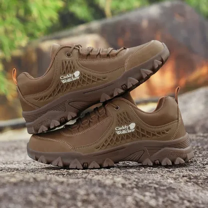 Men's Leather Hiking Slip Resistant Oxford Sole Sneakers