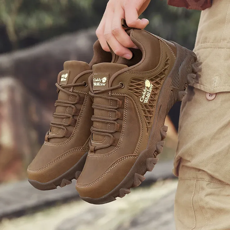 Men's Leather Hiking Slip Resistant Oxford Sole Sneakers