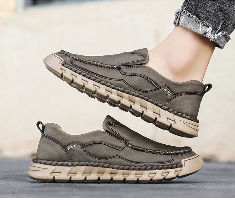 Men's Handmade Leather Non-Slip Walking Shoes