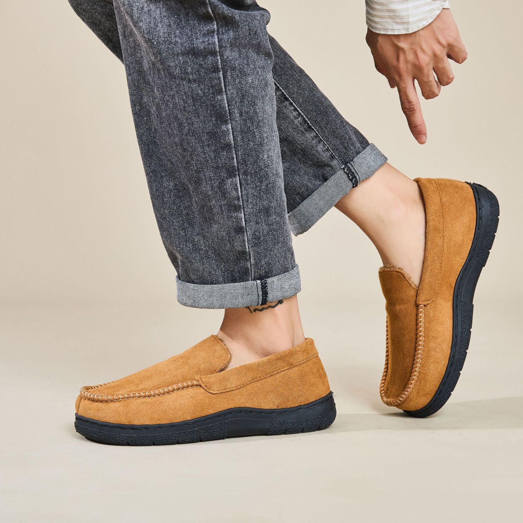 Men's Wide Toe Winter Padded Non-Slip Loafers