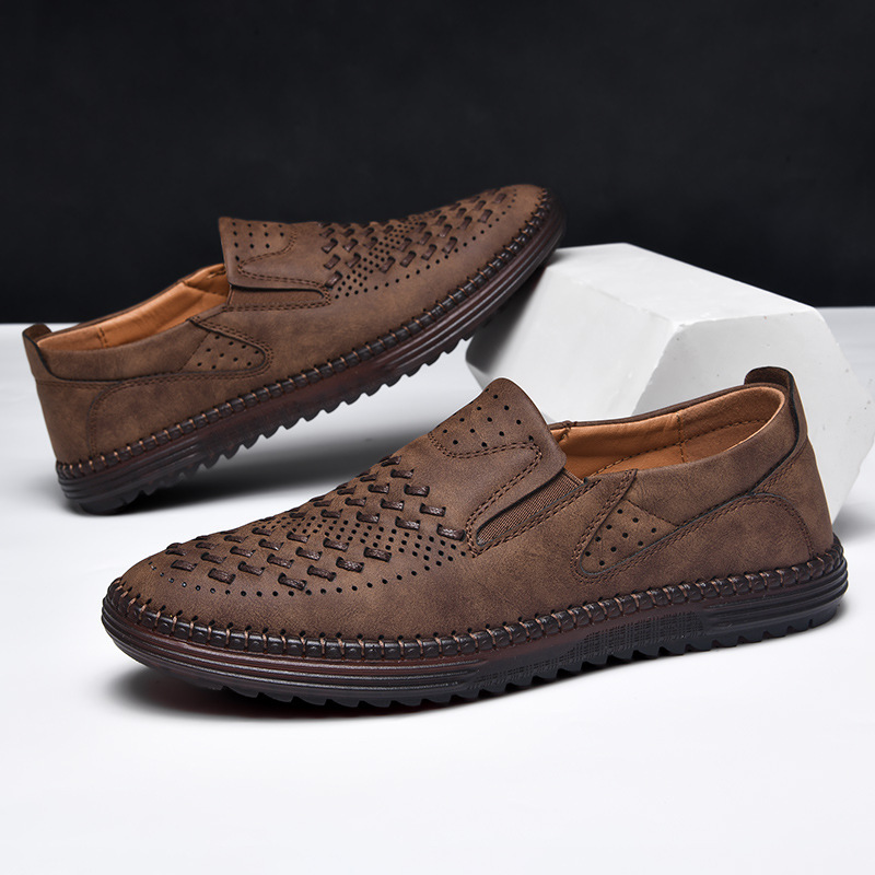 Men's Handmade Cowhide Upper Loafers 