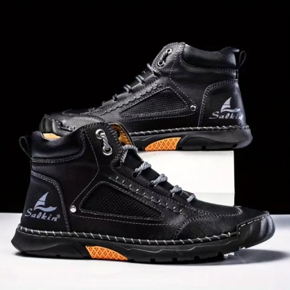 Men's hand-stitched leather lace-up shoes