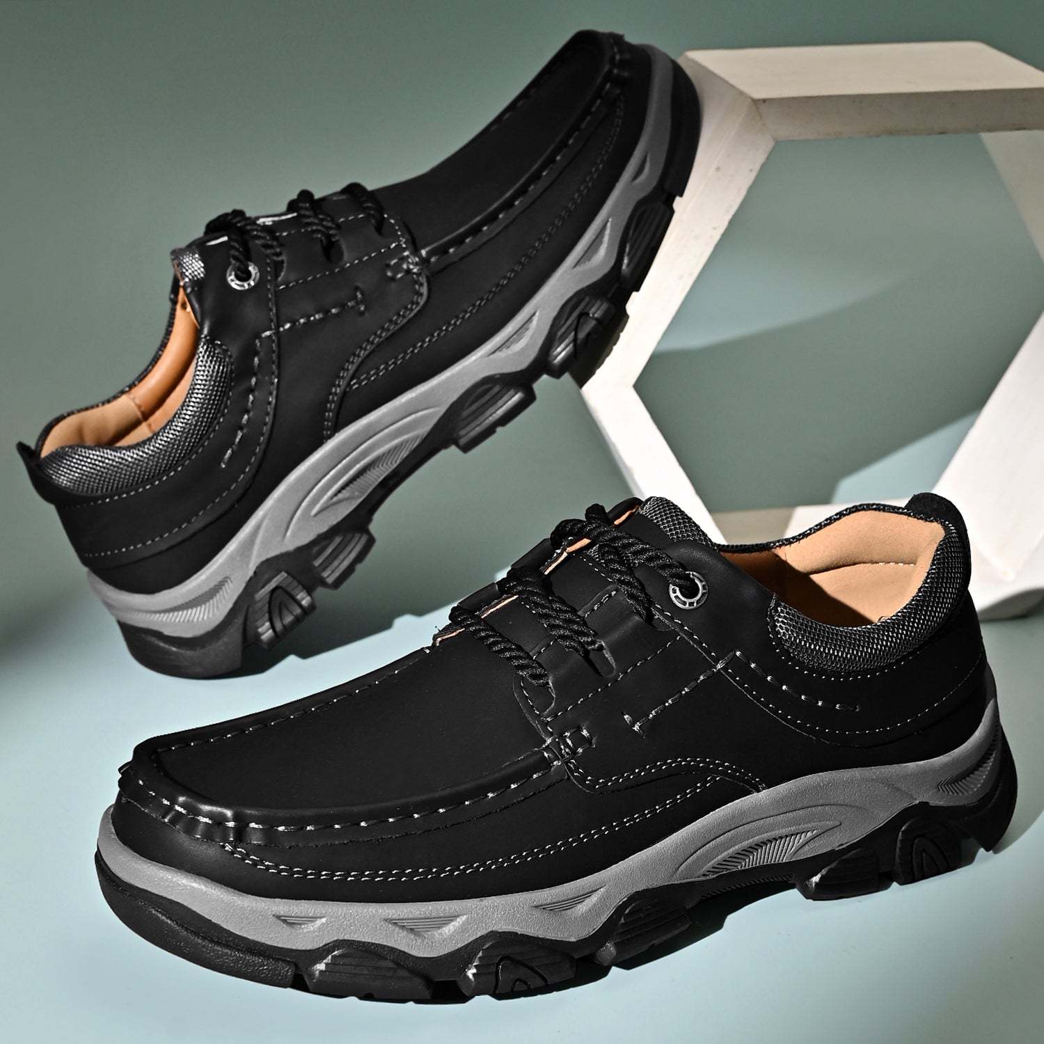 Men's Lace Leather Casual Walking Outdoor Shoes