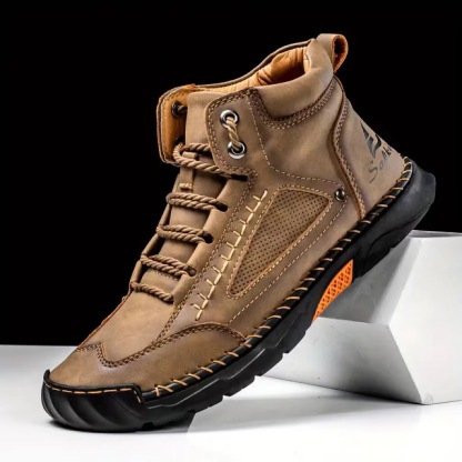 Men's hand-stitched leather lace-up shoes