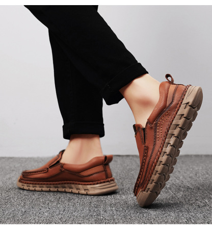 Men's Casual Leather Split Flat Loafers