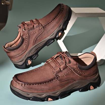 Men's Lace Leather Casual Walking Outdoor Shoes