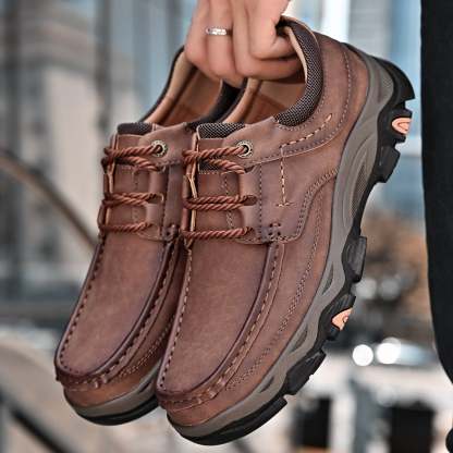 Men's Lace Leather Casual Walking Outdoor Shoes
