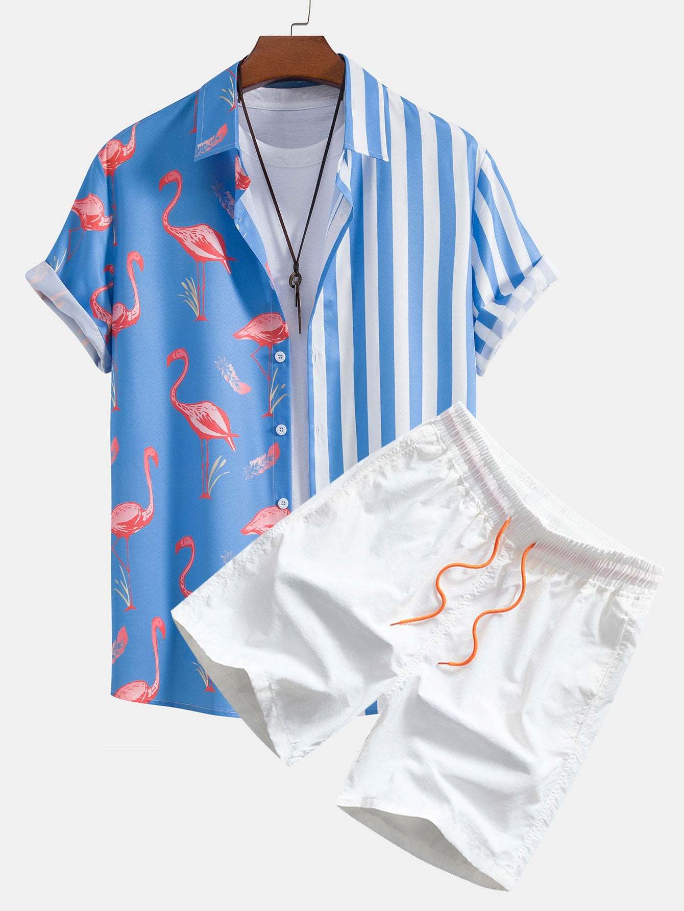 Flamingo Stripe Panel Shirt & Swim Shorts-Mitchell Shoes