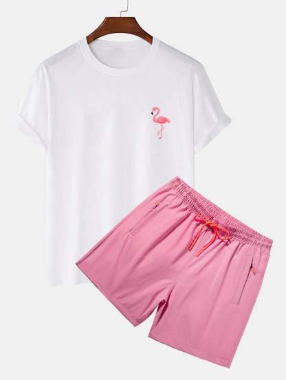 Flamingo Print T-Shirt & Swim Shorts-Mitchell Shoes