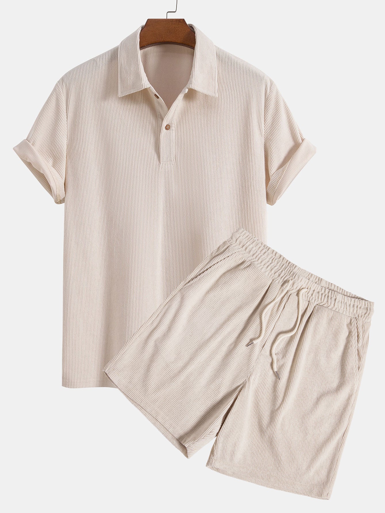 Short Sleeve Corduroy Polo Shirt & Corduroy Shorts-Mitchell Shoes