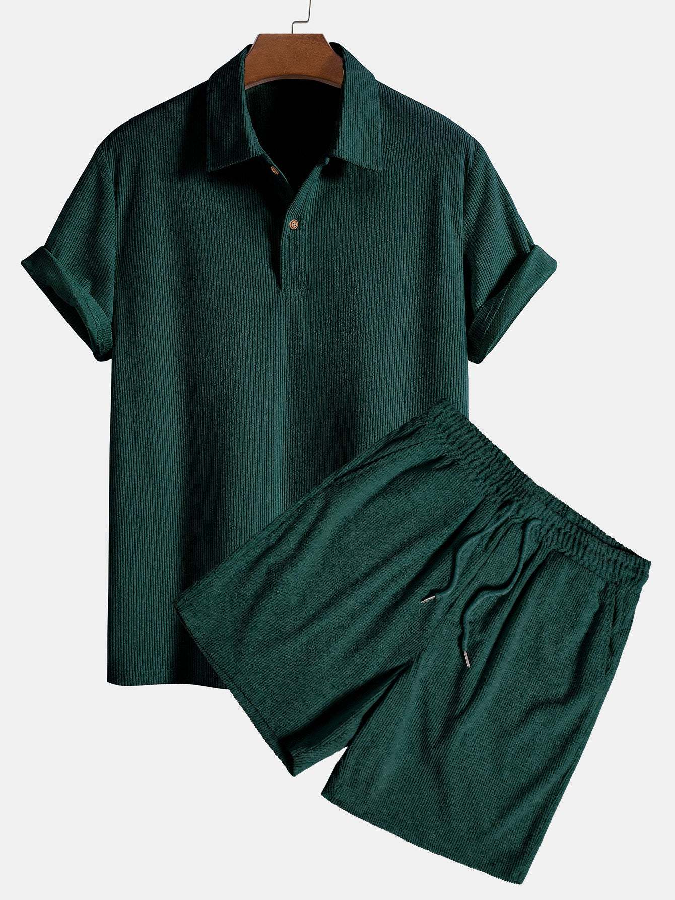 Short Sleeve Corduroy Polo Shirt & Corduroy Shorts-Mitchell Shoes