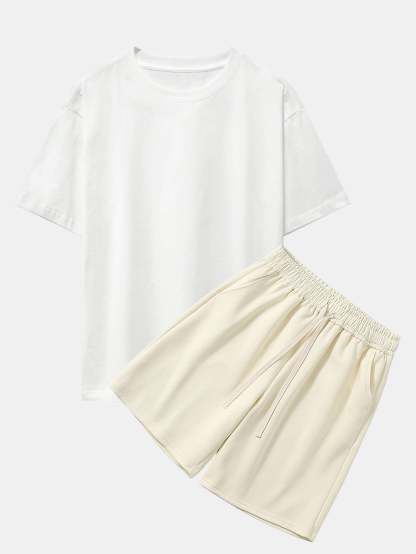 Heavy Weight Drop Shoulder Oversize T-Shirt & Jersey Shorts-Mitchell Shoes