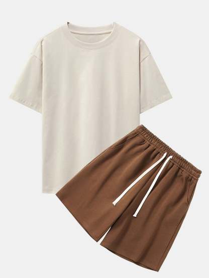 Heavy Weight Drop Shoulder Oversize T-Shirt & Jersey Shorts-Mitchell Shoes