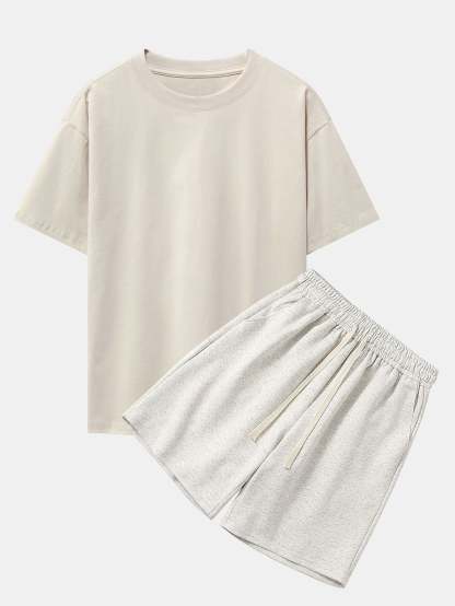 Heavy Weight Drop Shoulder Oversize T-Shirt & Jersey Shorts-Mitchell Shoes