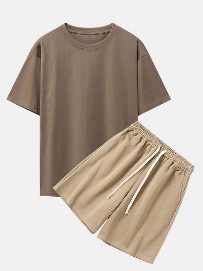 Heavy Weight Drop Shoulder Oversize T-Shirt & Jersey Shorts-Mitchell Shoes