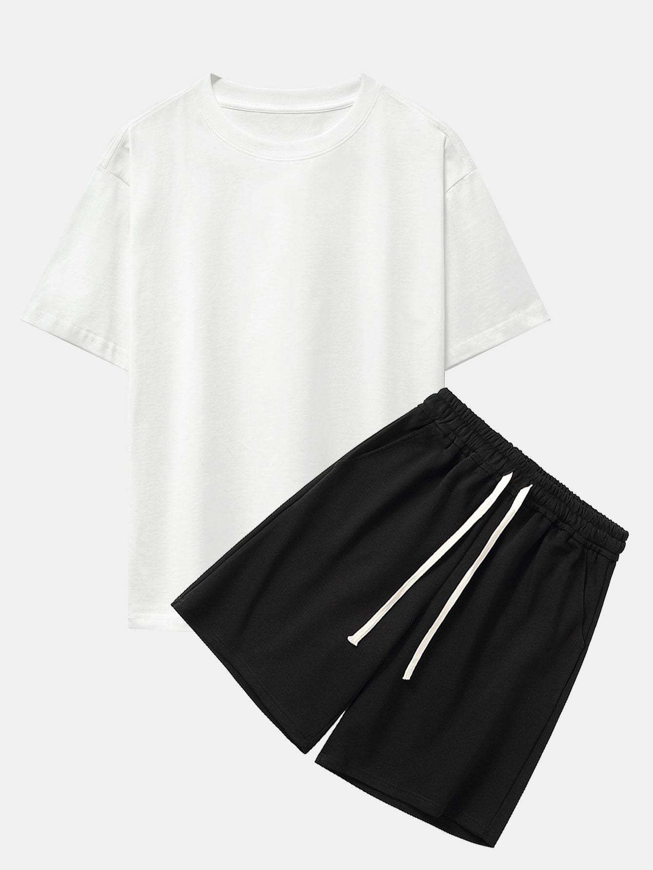 Heavy Weight Drop Shoulder Oversize T-Shirt & Jersey Shorts-Mitchell Shoes