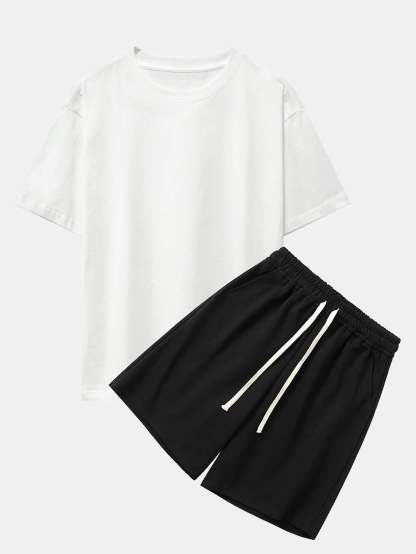 Heavy Weight Drop Shoulder Oversize T-Shirt & Jersey Shorts-Mitchell Shoes