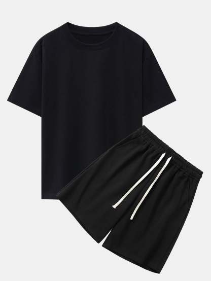 Heavy Weight Drop Shoulder Oversize T-Shirt & Jersey Shorts-Mitchell Shoes