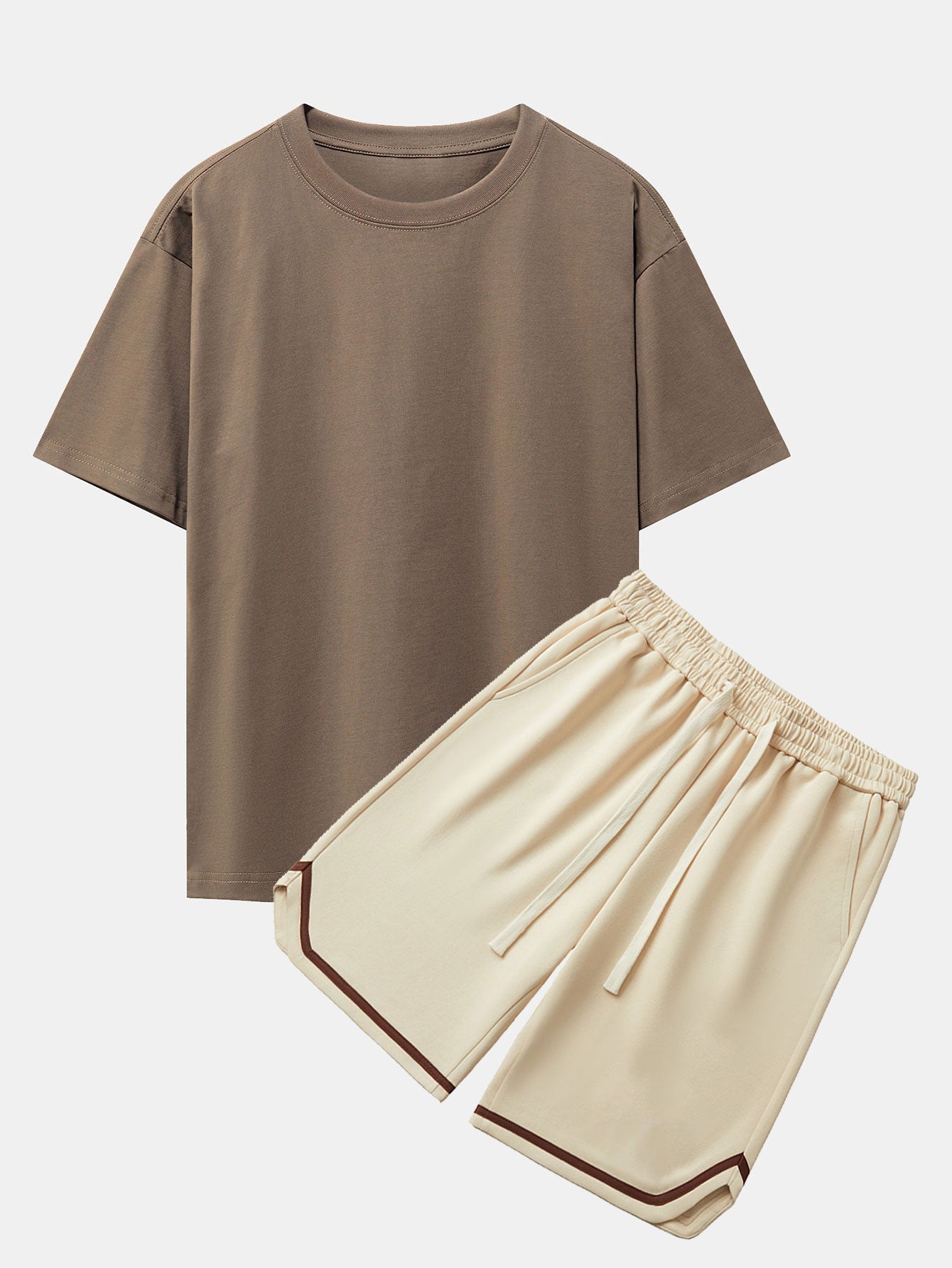 Heavy Weight Drop Shoulder Oversize T-Shirt & Jersey Basketball Shorts-Mitchell Shoes