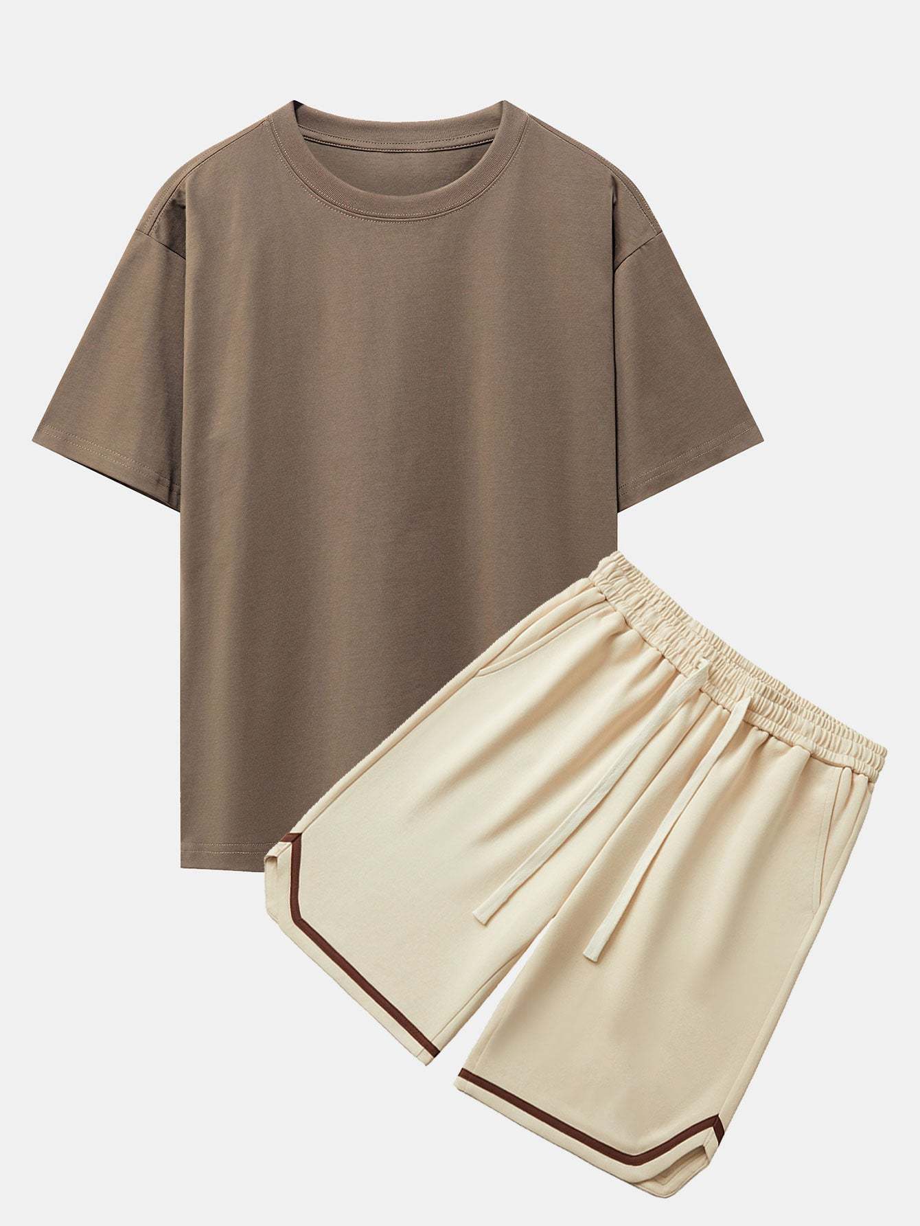 Heavy Weight Drop Shoulder Oversize T-Shirt & Jersey Basketball Shorts-Mitchell Shoes