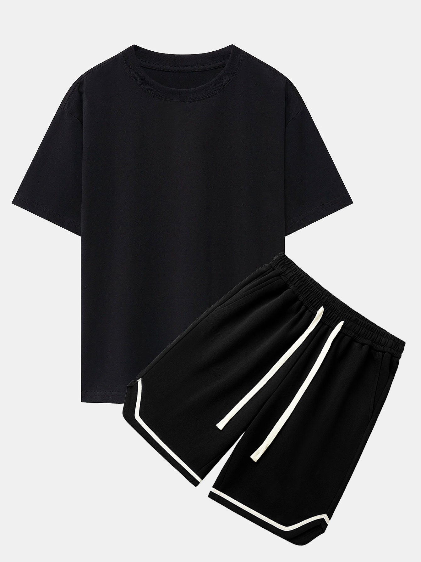 Heavy Weight Drop Shoulder Oversize T-Shirt & Jersey Basketball Shorts-Mitchell Shoes