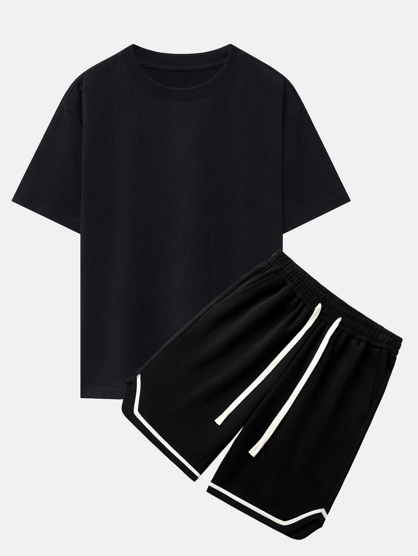 Heavy Weight Drop Shoulder Oversize T-Shirt & Jersey Basketball Shorts-Mitchell Shoes