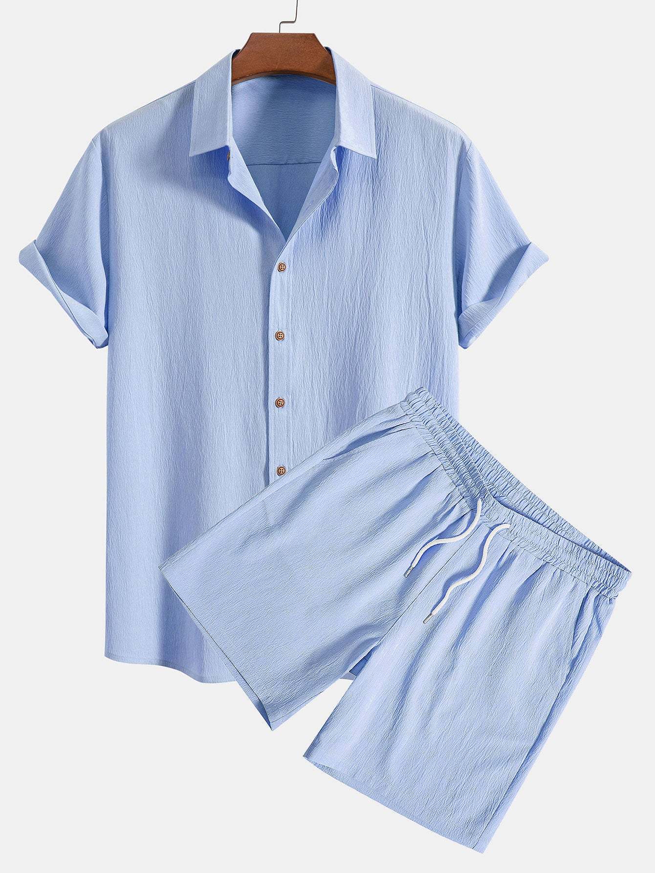 Wrinkled Textured Shirt & Shorts-Mitchell Shoes