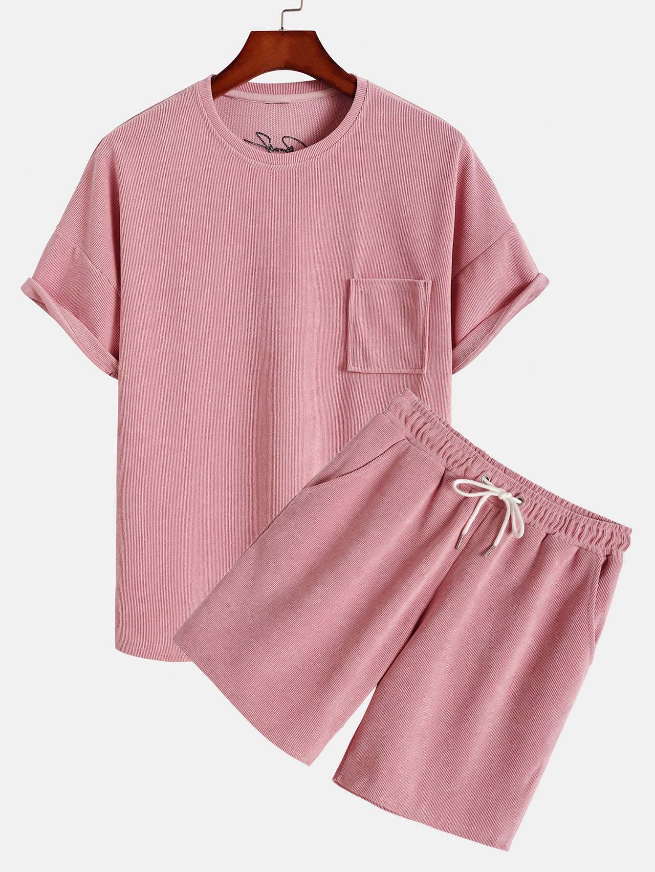 Dropped Shoulder Corduroy T-Shirt & Shorts-Mitchell Shoes