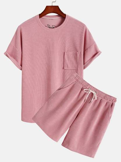 Dropped Shoulder Corduroy T-Shirt & Shorts-Mitchell Shoes