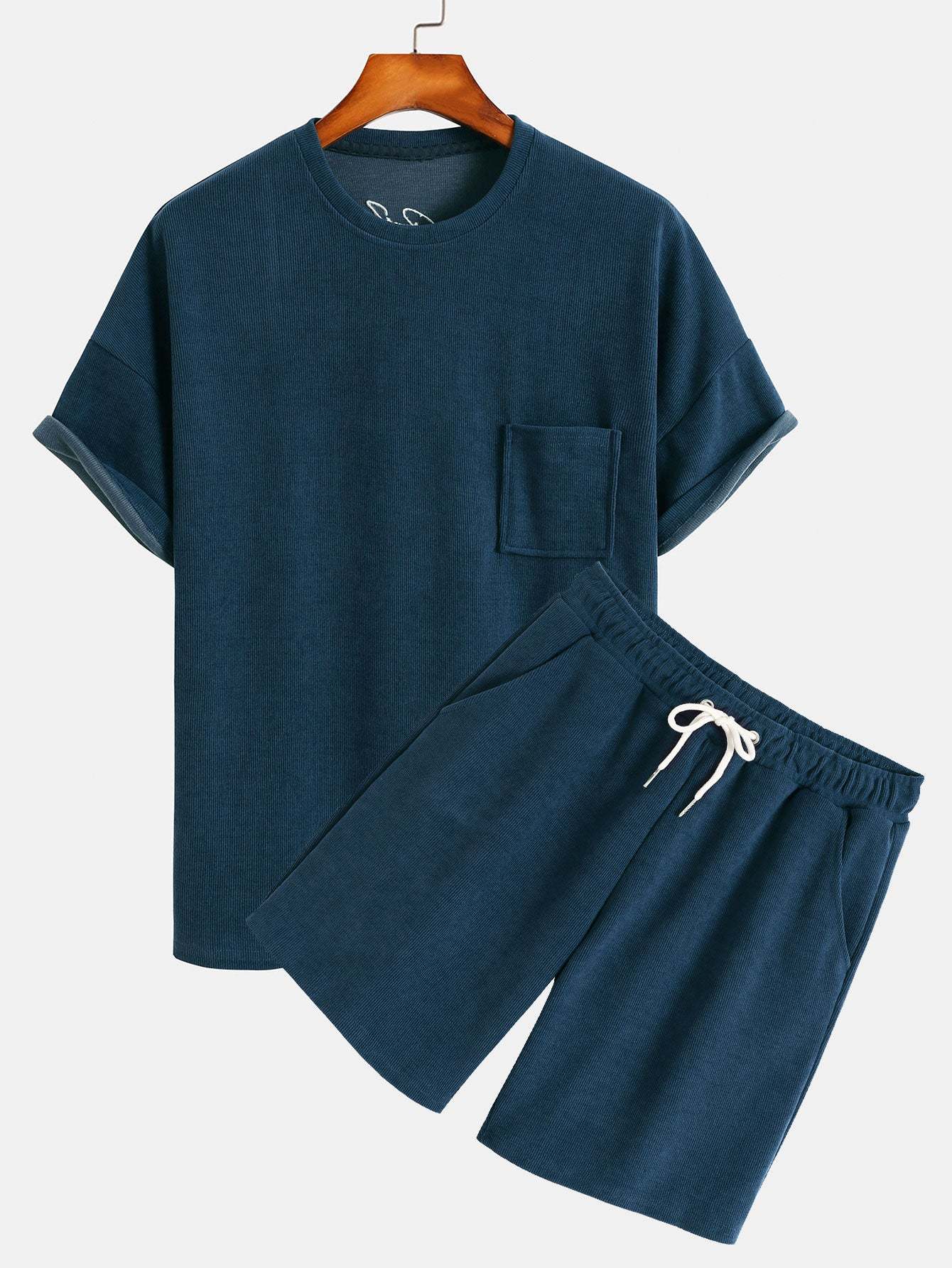 Dropped Shoulder Corduroy T-Shirt & Shorts-Mitchell Shoes