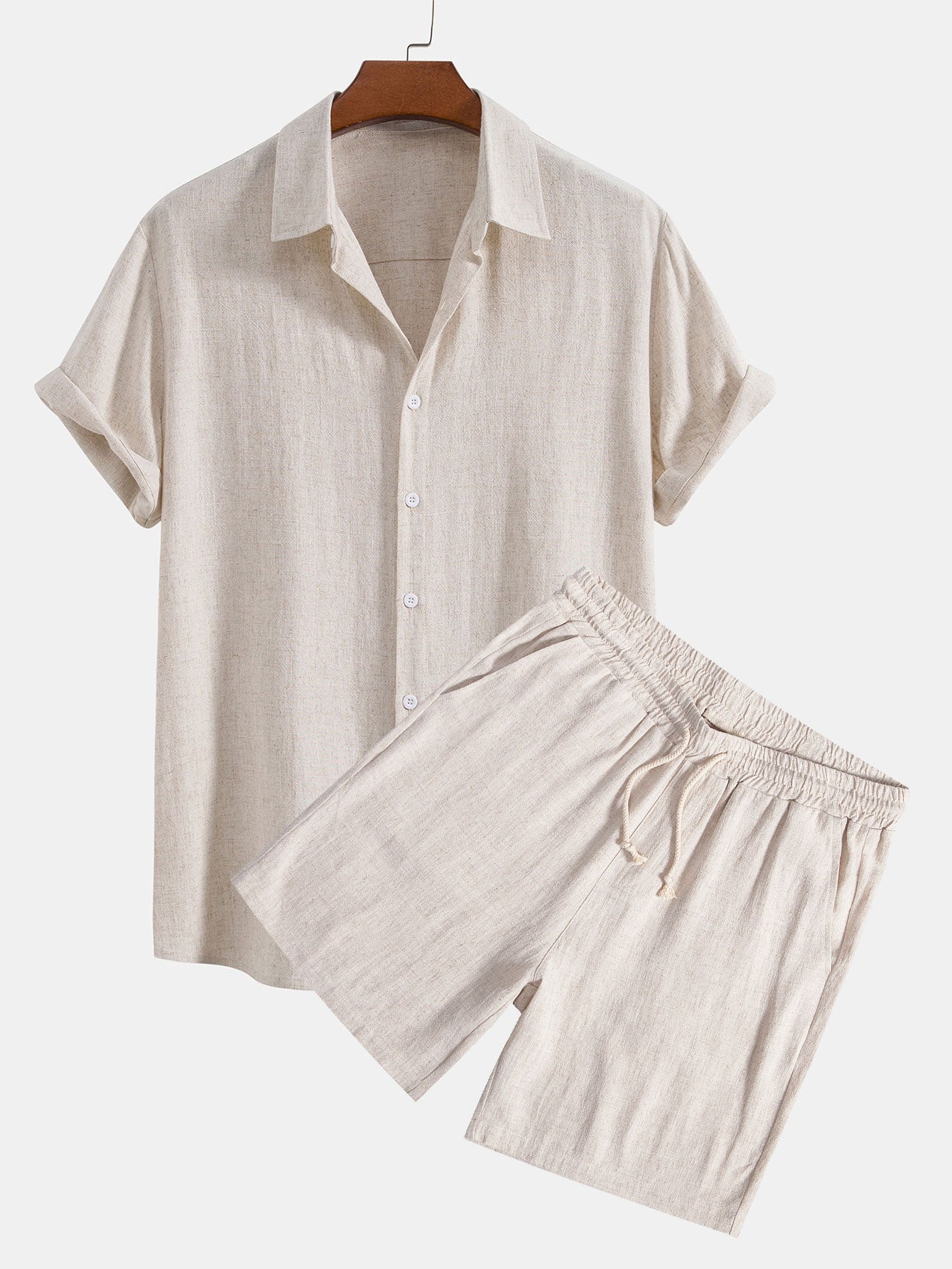 Linen Rayon Blend Button Up Shirt & Shorts-Mitchell Shoes