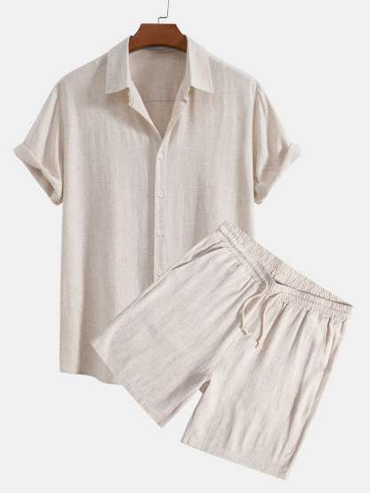 Linen Rayon Blend Button Up Shirt & Shorts-Mitchell Shoes