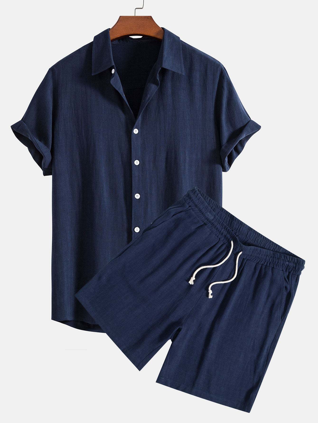 Linen Rayon Blend Button Up Shirt & Shorts-Mitchell Shoes