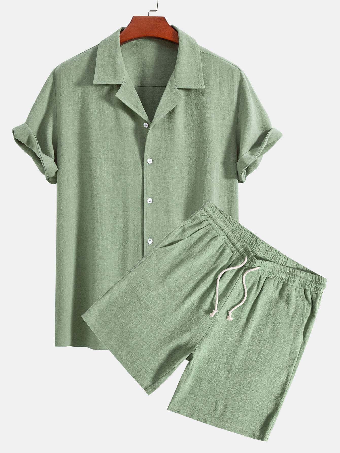 Linen Rayon Blend Cuban Shirt & Shorts-Mitchell Shoes