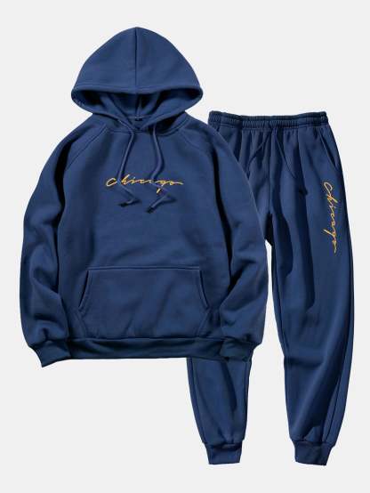 Chicago Print Raglan Hoodie & & Jogger Pants-Mitchell Shoes