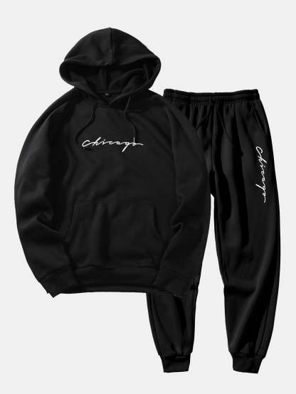 Chicago Print Raglan Hoodie & & Jogger Pants-Mitchell Shoes