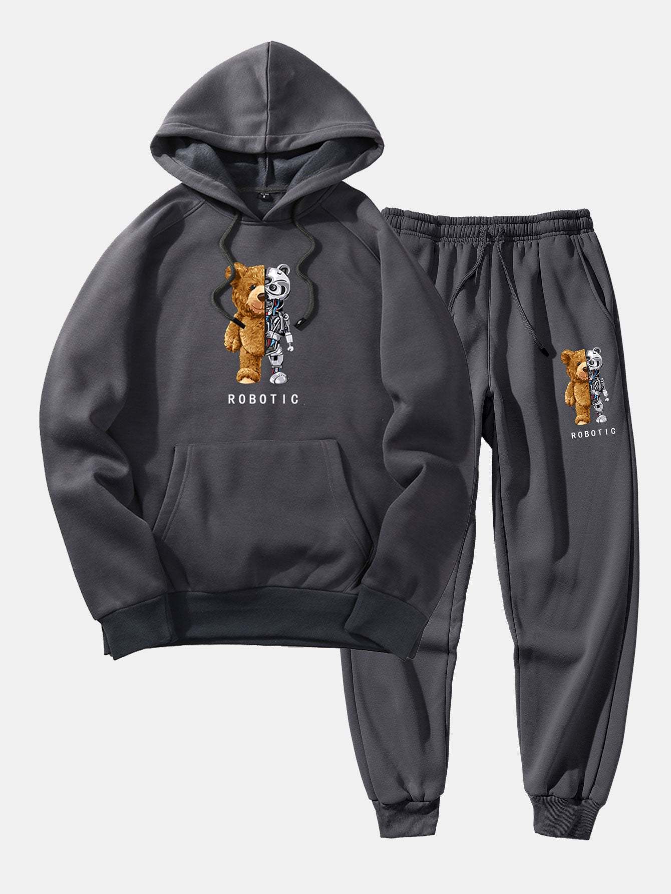 Robot Bear Graphic Hoodies & Jogger Pants-Mitchell Shoes
