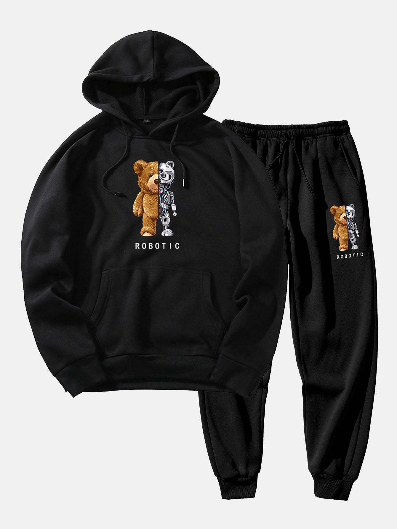 Robot Bear Graphic Hoodies & Jogger Pants-Mitchell Shoes