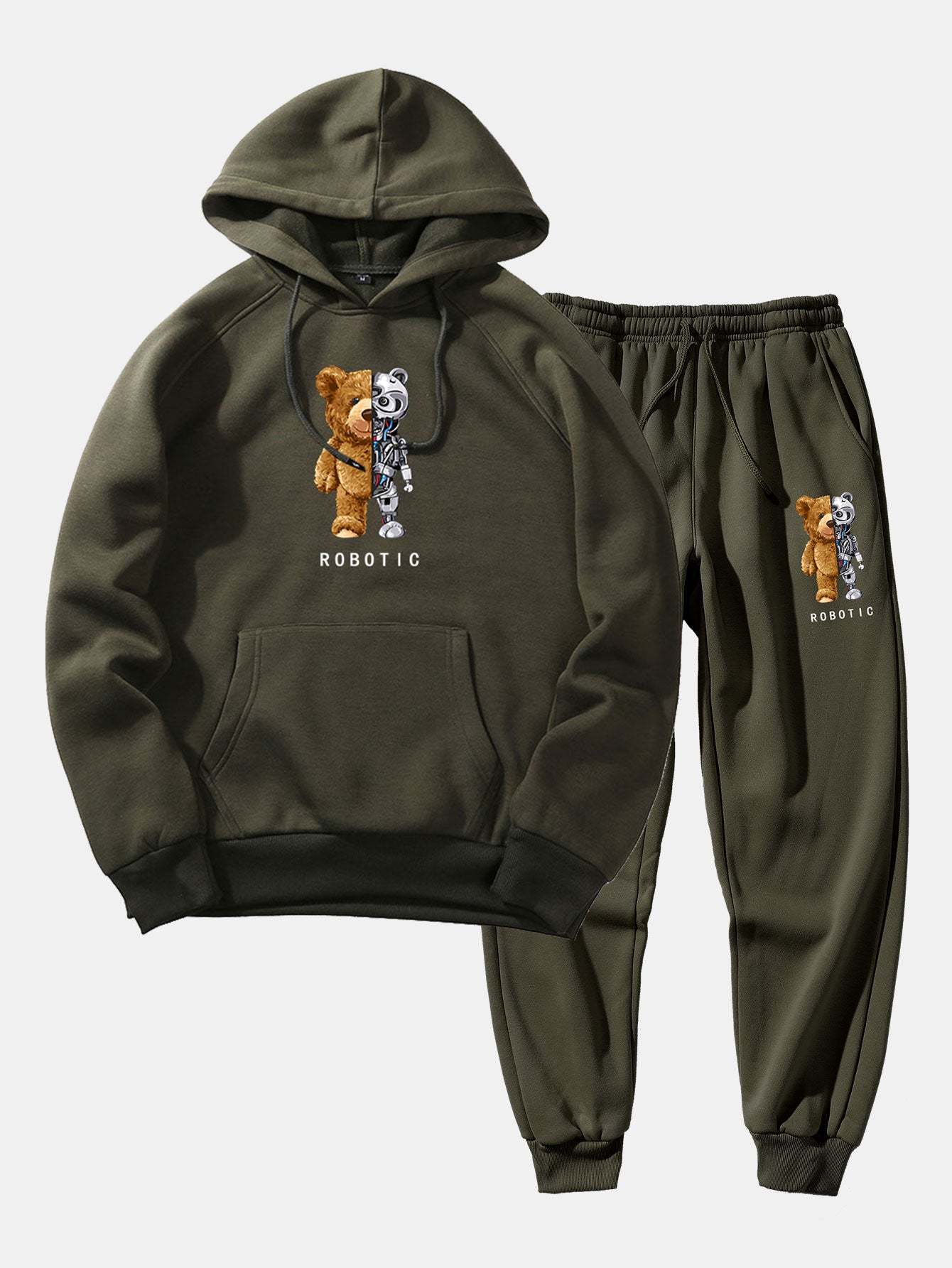 Robot Bear Graphic Hoodies & Jogger Pants-Mitchell Shoes