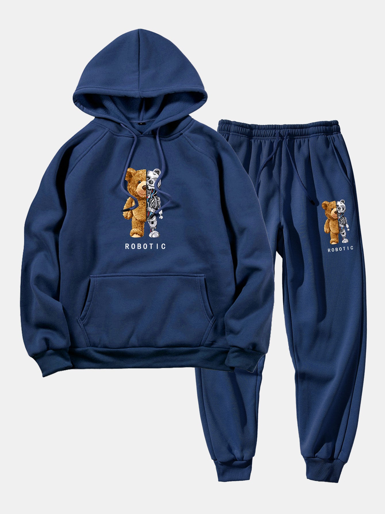 Robot Bear Graphic Hoodies & Jogger Pants-Mitchell Shoes