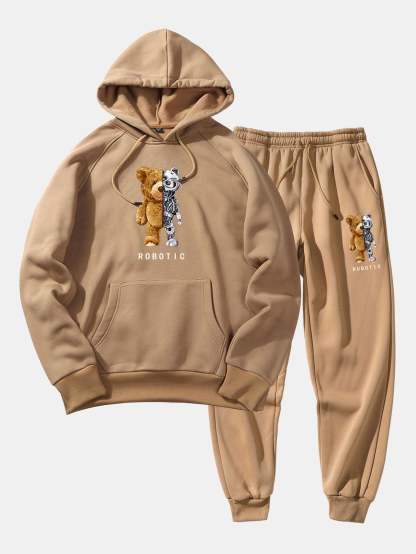 Robot Bear Graphic Hoodies & Jogger Pants-Mitchell Shoes