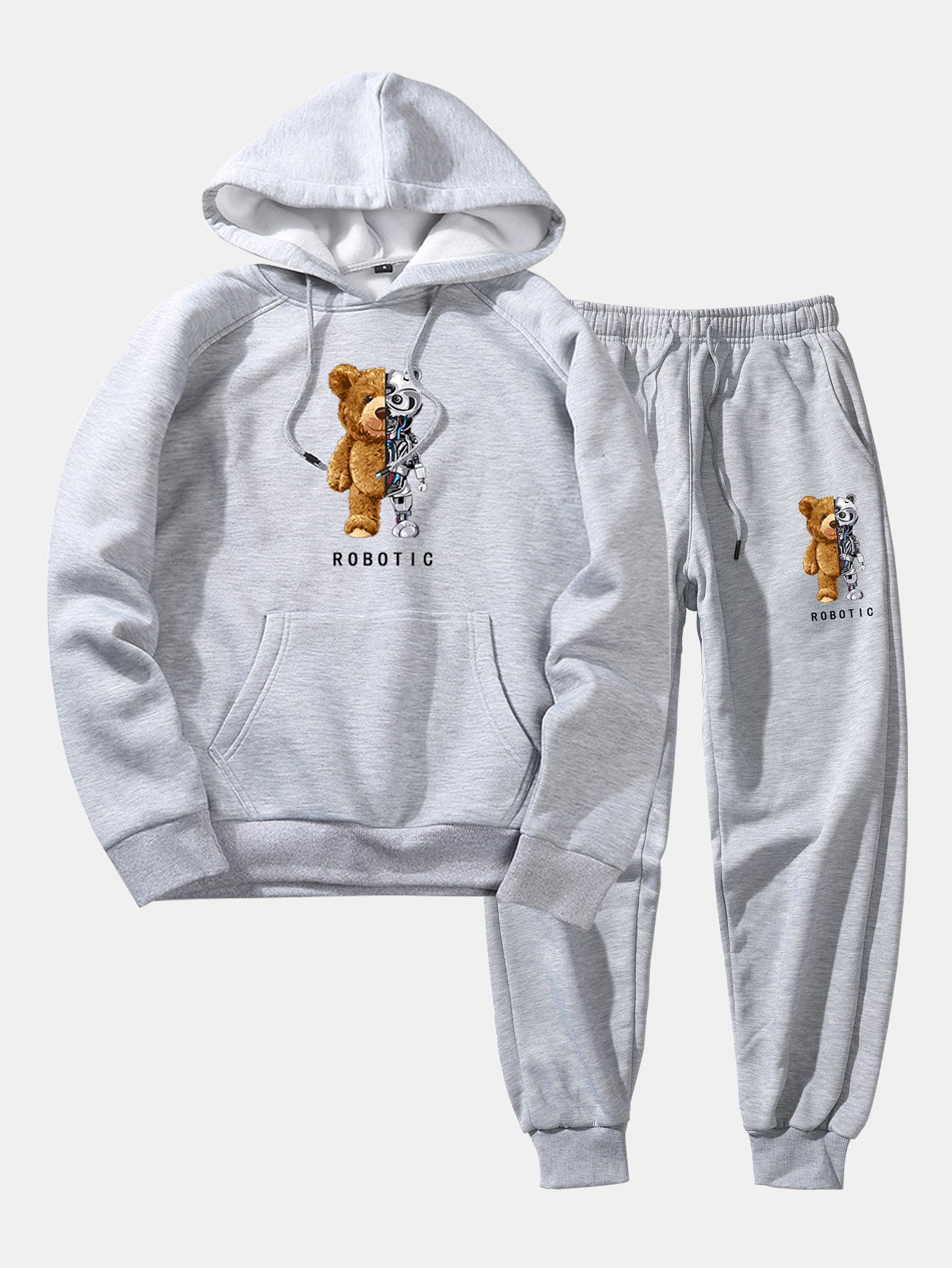 Robot Bear Graphic Hoodies & Jogger Pants-Mitchell Shoes