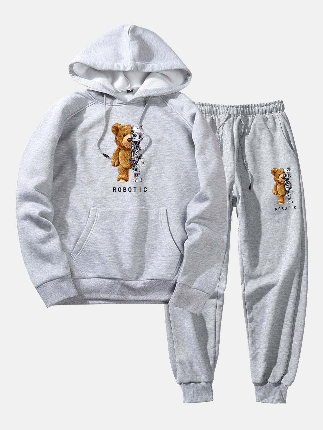 Robot Bear Graphic Hoodies & Jogger Pants-Mitchell Shoes