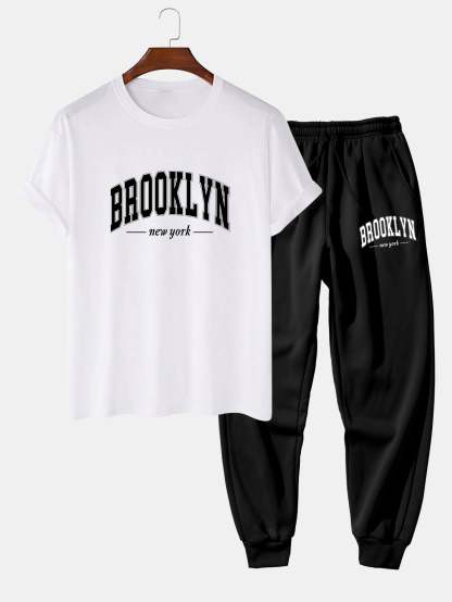 Brooklyn Print T-Shirt  & Jogger Pants-Mitchell Shoes
