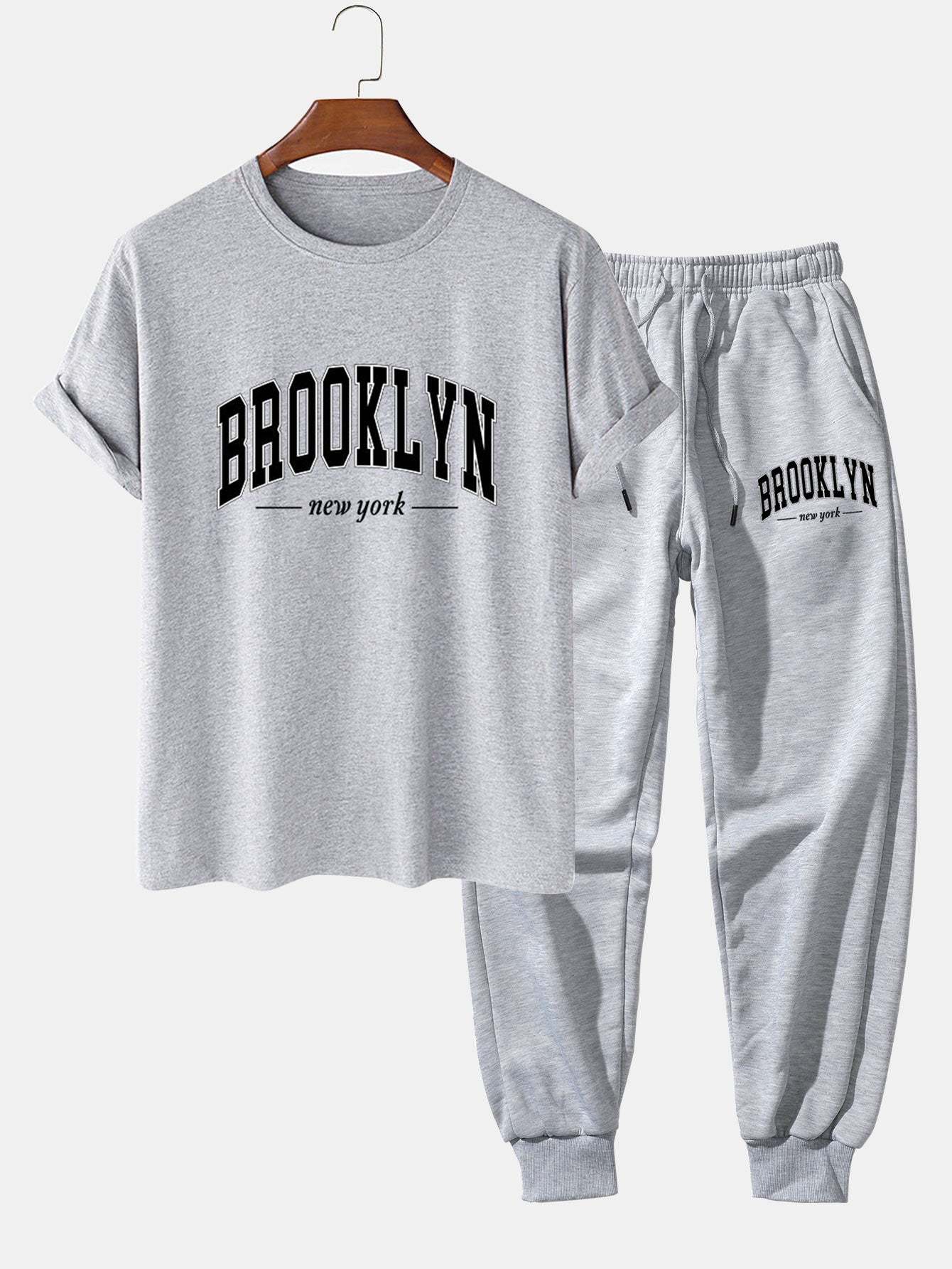 Brooklyn Print T-Shirt  & Jogger Pants-Mitchell Shoes