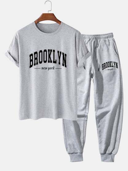 Brooklyn Print T-Shirt  & Jogger Pants-Mitchell Shoes