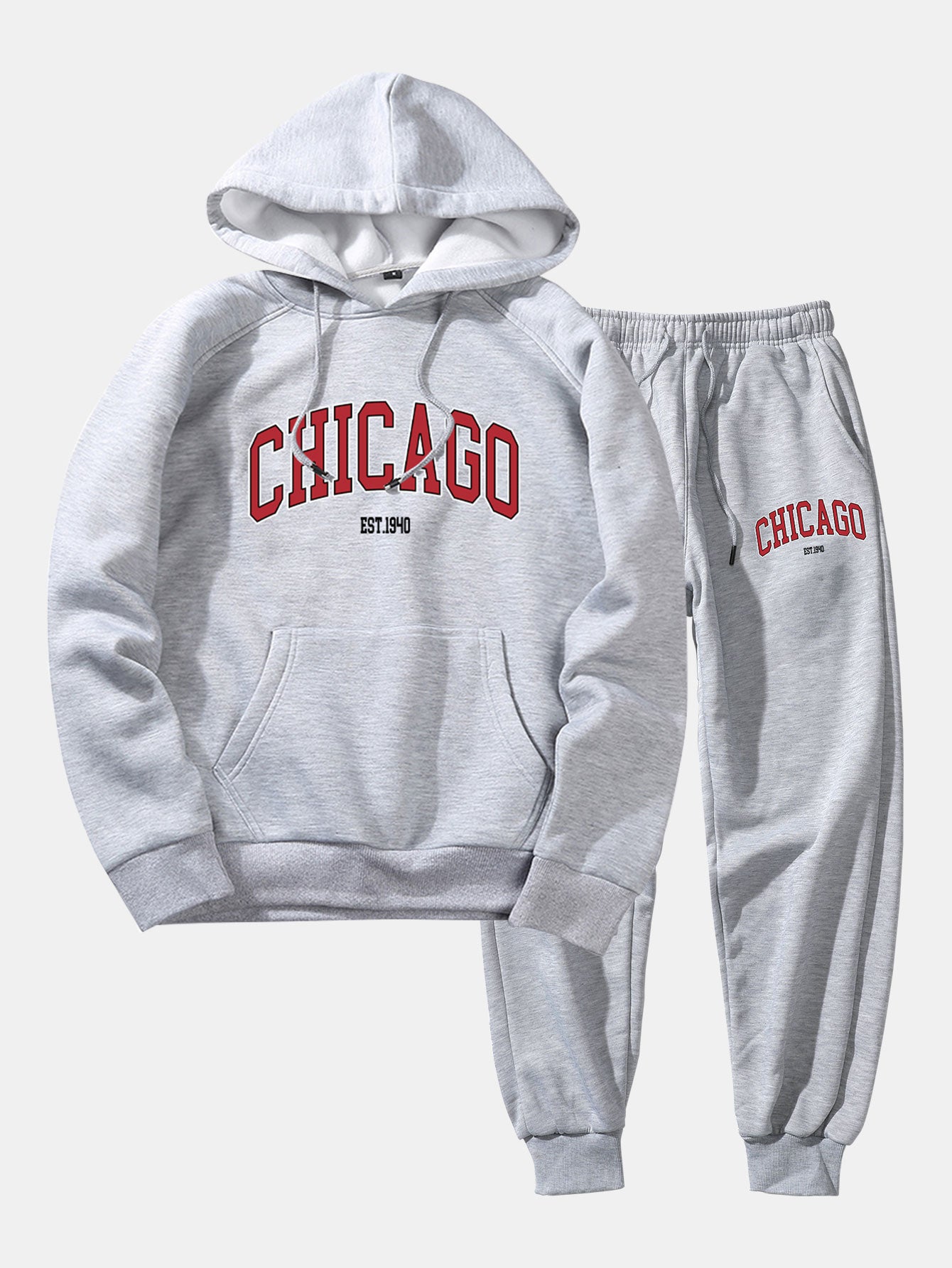 Chicago Letter Print Hoodie & Jogger Pants-Mitchell Shoes