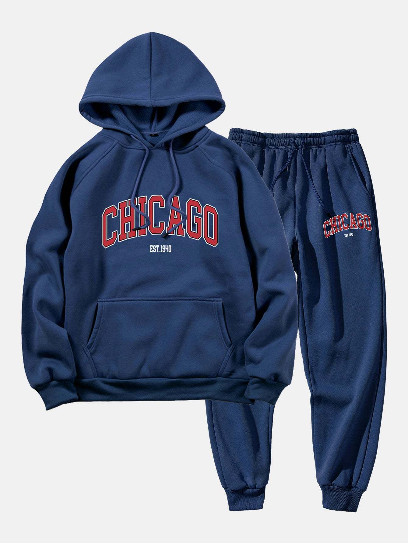 Chicago Letter Print Hoodie & Jogger Pants-Mitchell Shoes